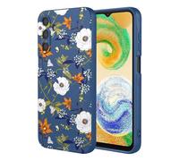 OEURVQO Case for Samsung A13 5G Floral Phone Case Soft Touch Liquid Silicone Fluffy Lining Wireless Charging Compatible Protective Phone Cover for Samsung Galaxy A13 5G,Brilliant Blue