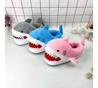OEUVREBY 2x/set Funny Shark Slippers Soft And Comfortable For Winter Cotton Slides Animal Shoes Women Strong Support Breathable pink EU size 36-43
