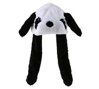 OEUVREBY Funny Plush Panda Hat Ear Moving Cute Animal Ear Flap Hat with Paws for Girl