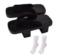 OEUVREBY Japanese Wooden Clogs Japanese Style Japan Shoes Geta for Daily Beach Travel 42 Black Size 42