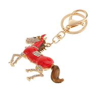 OEUVREBY Red Rhinestone Crystal Horse Charm Keychain Keyring Gift