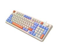 OEUVREBY RGB Gaming Keyboard 94 Keys Compact USB Wired Keyboard for Windows PC Gamers White Blue 395x153x33 mm
