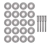 Oewnvmd 20 Pieces 22 Mm Diamond Cutting Wheel Cut Off Discs Coated Rotary Tools with 4 Pack Mandrel Rotary Tool for Drill