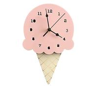 Oewnvmd Nordic INS Style Ice Cream Sharped Wall Hanging Clock, Cartoon Silent, Non-Ticking Battery Powered for Children Bedroom