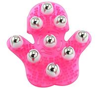 Oewnvmd Palm Shaped Massage Glove Body Massager with 9 360-Degree-Roller Metal Roller Ball Beauty Body Care (Pink)