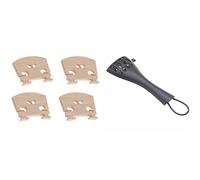 Oewwthy 1x 3/4 4/4 Violin Fiddle Tailpiece Hill Style & 4x Violin Parts Violin-Bridge 4/4 Maple Bridge Violin Parts