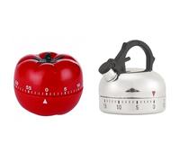 Oewwthy 2Pcs 60 Minute Counting Teapot/Tomato Shaped Kitchen Cooking Alarm Clock Timer Mechanical