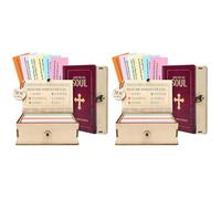 Oewwthy 2X Wooden Bible Verses Box Bible Verse Cards Storage Box Daily Inspiration Scripture Prayer Organization for Family