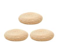 Oewwthy 3X Round Natural Pouf Hand-Made Weaving Cushion Fill the Silk Floss Pillow Soft Yoga Chair Seat Mat Window Pad(B)