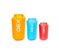 OEX Drysac Multi Pack, Pack includes 5 litre, 10 litre and 15 litre Drysacs, Lightweight Waterproof Dry Bags, Watersports, Cycling, Backpacking, Camping Accessories, Multicoloured