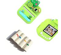 Of 1 Childrens Print Digital Camera with Lenses ABS Protective Cover 32GB Memory Card Reader and 4 Photo Paper Rolls ABS Case Photo Paper Portable Travel Shockproof