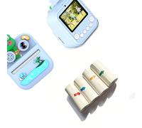 Of 1 Childrens Print Digital Camera with Lenses ABS Protective Cover 32GB Memory Card Reader and 4 Photo Paper Rolls ABS Case Photo Paper Portable Travel Shockproof