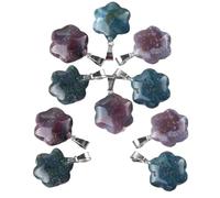 Of 10 Flower Inspired Natural Stone Pendants Assorted Color Flower Shaped Pendants for Necklaces Pendant Pack