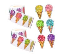 of 100 Ice Cream Themed Adhesive Sticker Set Waterproof for Decorating Diaries Envelopes and Personals Belongings Ice Cream Seal Sticker