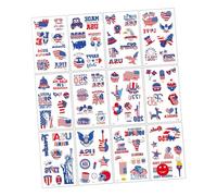 Of 12 Patriotic Temporary Tattooes for 250th Independence Day with Flag and Liberties Bells Designs Temporary Tattooes Art Water Transfer