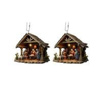 Of 2 Aesthetic Acrylic Hanging Decorations Nativity Scene Pendant Light Resistant for Long Last Aesthetic Appeal Acrylic Decorative Pendant