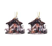 Of 2 Aesthetic Acrylic Hanging Decorations Nativity Scene Pendant Light Resistant for Long Last Aesthetic Appeal Acrylic Decorative Pendant