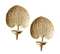 of 2 Antique Gold Palms Wall Mounted Holders Iron Wall Sconces for Elegant Homes Decors and Romantics Ambiances Gold Palms Stands