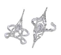 of 2 Edgy Split Texture Bone Top Nails Rings Rhinestones Irregular Hollow Open Joint Jewelry for Trendsetters Open Adjustable