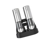 of 2 Electric Seasoning Grinder with Ceramic Center USB | Clear Polyacrylate Container with Long Battery Life and Push Button Action for Kitchen Use and Easy Charging Base