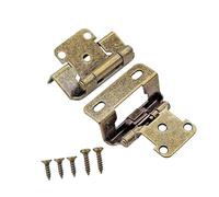 of 2 Practical Antique Steel Kitchen Cabinet Hinges with 1 / 2Inch Overlays Partial Wrap Closing Half Hide Designs Closing Cabinet Hinges