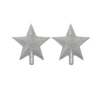 of 2 Sparkling Star Christmas Tree Toppers, Practical, Silver S