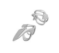 Of 2 Stylish Nails Art Rings Shape Finger Accessory Open Nails Alloy Texture Present for Fashion Outfits Fingertip Set