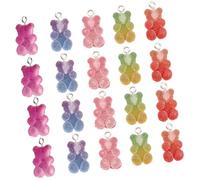 Of 20 Lovely Bear Heart Star Pendants Colorful Resin Charm for Unique Jewelry and Accessory Creation Cartoon Heart Adornment