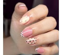 Of 24 Glossy Sparkling Dot Effect False Nails with Elegant Design for Women Easy to Apply Sparkling Nails