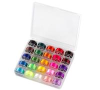 of 25 Assorted Colors Elastic Thread Handy Sewing Machine Bobbins with Storage Box for Jewelry Making and Accessories