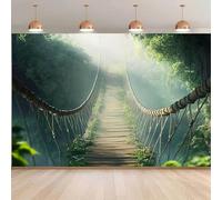 of 2D flat background fabric suspension bridge scenery background mysterious natural theme home decoration 200x140CM