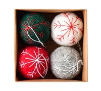 Of 4 Christmas Snowflake Wool Felt Ball, Snowflake, A