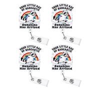 Of 4 Fun Animal Retractable Badge Reels Identities Card Holders Reels for Offices School Event Lovely Animal Accessory
