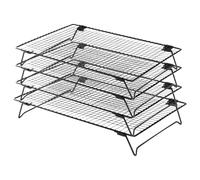 of 4 Stackable Cooling Rack with Nonslip Legs | Heat Resistance Ventilated Grids with Curved Nonslip Base for Cakes, Bread Dehydration, Efficient Vegetable Drying