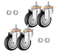 of 4TPR Rubber Swivel Casters with Brake63mm 75mm 100mm 125mm360° Rotating Replacement Wheels for Trolleys Furniture Workbench TransportM10/M12 Thread Stem