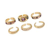 Of 6 Stackable Rings Including Adjustable Fit and Gemstones for Fashion Styles Gemstones Rings