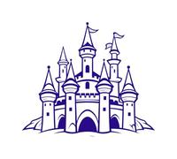 of a Fairytale Castle with Multiple Towers and Flags Vinyl Wall Stickers 67.2x77.9cm Do not Damage The Wall Surface DarkBlue