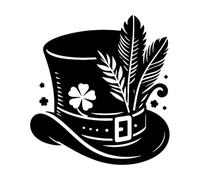 of a hat with a Feather and Shamrock Vinyl Wall Stickers 67.2x72.2cm Car Body Decoration Black