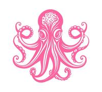 of a Stylized Octopus with Detailed Tentacles Perfect Vinyl Wall Stickers 67.2x70.2cm Do not Damage The Wall Surface Pink