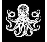 of a Stylized Octopus with Detailed Tentacles Perfect Wall Stickers 42x43.9cm Multiple Size Options White
