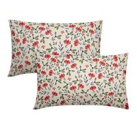 of July Floral Pillow Covers 12x20 Set of 2 Rustic Old Style Navy Blue Red Green Flower Print Rectangle Decorative Outdoor Pillowcases Patriotic Throw Cushion Case Decor for Couch Sofa Bed