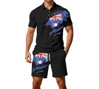 Of Mens 2 Piece Outfits Summer Trendy Short Sleeve Polo Shirts and Short Sets Sports Track Suits Casual Vacation Outfits Pink White Green Golf Shirts L