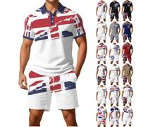 Of Mens 2 Piece Outfits Summer Trendy Short Sleeve Polo Shirts and Short Sets Sports Track Suits Casual Vacation Outfits Pink White Green Golf Shirts M