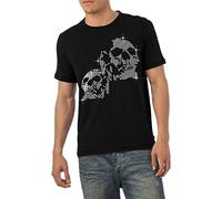 OF Men's Twin Skull Rhinestone Diamante T-Shirt Black XXL