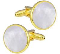 of Pearl Cufflinks for Men Women Classic Office Round Men's Cufflink Jewelry Set for Business Wedding Party Formal Events Daily Tuxedo Dress Shirt Accessories