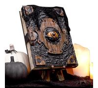 of The Damned Decor - Evil Eye Spell Witch Decoration | Statue Gothic Bookshelf Decor, Handmade Black Spellbook Spooky Seasonal Prop Art, Demon Grimoire