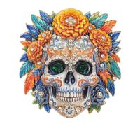 Of the Dead Brooch Floral Skull Pin with Clear Stone, RW0378 2