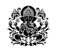 of The Hindu god Ganesha Silhouette Wall Stickers 67.2x71.8cm Art Decoration Black