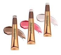 Ofanyia Blush Contour Highlighter Wand, Liquid Highlighter Stick with Cushion Applicator, Silky Smooth Shimmer Blush Wand (02#Medium Contour+03# Pink Blush+05# Pearl White Highlighter)