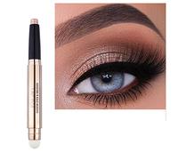 Ofanyia Eyeshadow Sticks, 2 in 1 Cream Shimmer Eye Shadow Pencil Crayon, Waterproof Long Lasting Eye Shadow Highlighter Stick, Double End Eyeshadow Pen with Sponge Brush (03# Rose Gold Shimmer)